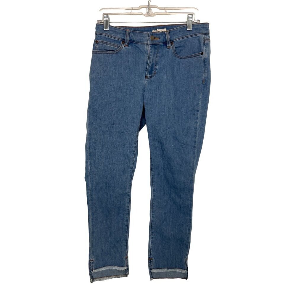 Eileen Fisher Jeans Size 6 raw hem Lightwash Denim Organic Cotton